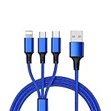 Multi Charging Cable 4FT 3 in 6 USB Charging Cable for Multiple Devices, Braided Universal Phone Charger Cord with Type-C Micro USB IP Port