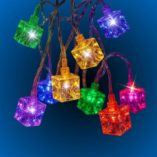 Image of WANNA PARTY Multicolour Cube Decorative Garland for Festival and Home Decoration Crystal Cube Pieces for Bedroom Table Wedding Anniversary Christmas New Year Party