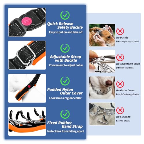 Image of Heavy Duty Nylon No Pull Dog Collar with Buckle, Adjustable Anti Pull Reflective Slip Collar for Large Medium Small Dogs - M Orange