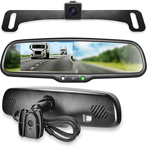 Image of Master Tailgaters 10.5 inch OEM Rear View Mirror with 4.3 inch LCD Screen and 170 Backup Camera | Rearview Universal Fit | Auto Adjusting Brightness LCD | Anti Glare | Full Original Mirror Replacement