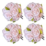idyllic 6 Inches Kissing Flower Foam Ball Romantic Rose Pomander Pink for Wedding Centerpieces...