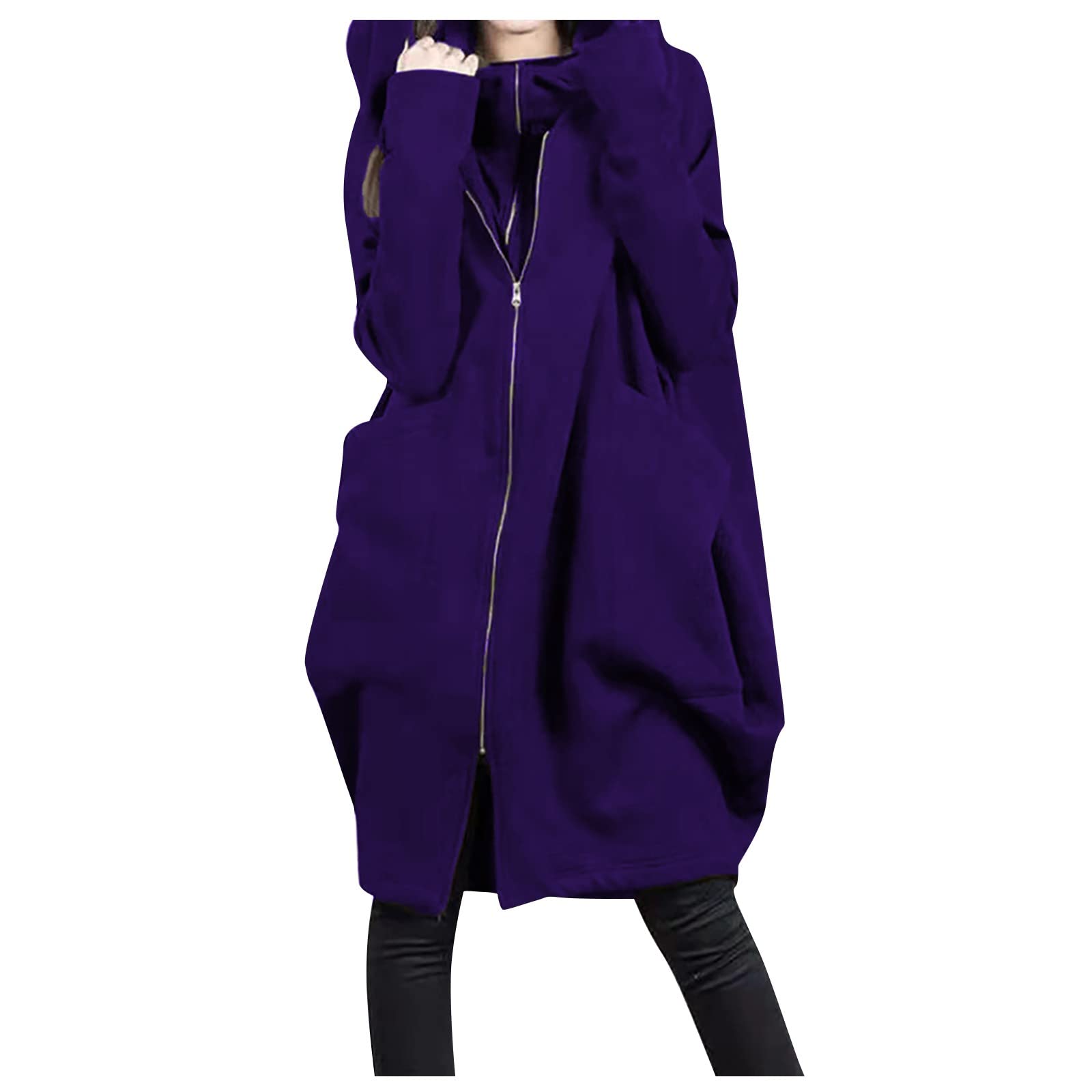 QI_LIANG Nice Full Sweatshrit Long Sleeve Winter Cool Vacation with Pocket Solid Mini Thin Hooded Coats