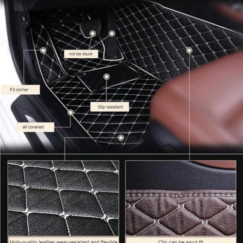 Image of 7D Car Floor Mat Compatible for La.nd Ro.ver FREELENDER | Luxury Leatherette with Grass | Waterproof & Washable | Complete Set | Color - Black Beige