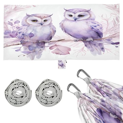 Kigai Cute Owls Camping Hammock Durable & Portable Travel Hammock Holds 330lbs with Tree Strapsm, Pocket, Camping Accessories