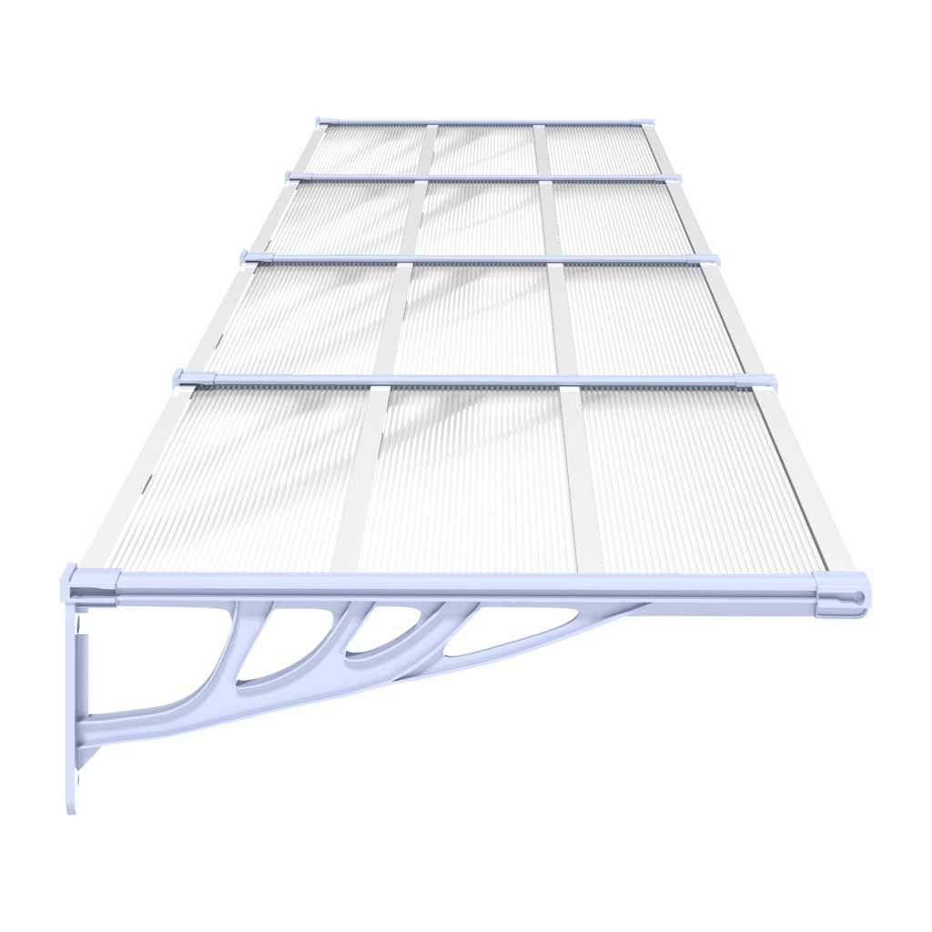 vidaXL Tettoia per Porta Grigio e Trasparente 396x90 cm Policarbonato, pensilina per porta, pensilina per porta posteriore, tenda da sole
