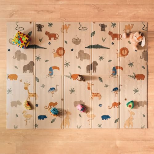 Nuby Tappeto Gioco Bambini XXL Pieghevole Double Face, 150x200cm, 0M+, Zoo