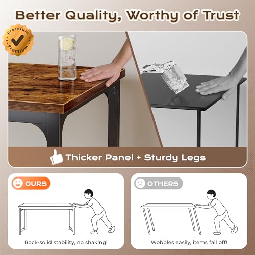 Image of Huuger 71 x 31.5 Inch Desk with Power Outlets & USB-C, 0.95 Inch Thicker Desktop, Robust Metal Tubes, Deep Computer Desk, Heavy Duty Office Desk, Work Desk for Home Office, Rustic Brown