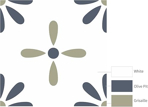 Miniatura 6 de Alwayspon 12 calcomanías de azulejos de pared retro florales mate para despegar y pegar, calcomanías de vinilo autoadhesivas para azulejos de cocina