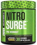 Jacked Factory NITROSURGE Pre Workout Supplement - Endless Energy, Instant Strength Gains, Clear Focus, Intense Pumps - NO Booster, Powerful Preworkout Energy Powder - 30 Servings, Blueberry Lemonade