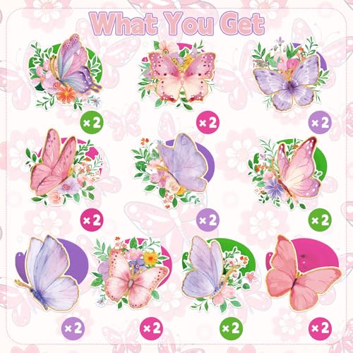 Image of 48Pcs Spring Butterfly Hanging Swirl Decorations, Watercolor Butterfly Ceiling Hanging Swirls Spring Party Hanging Swirls Streamers for Birthday Wedding Garden Tea Party Decor Supplies