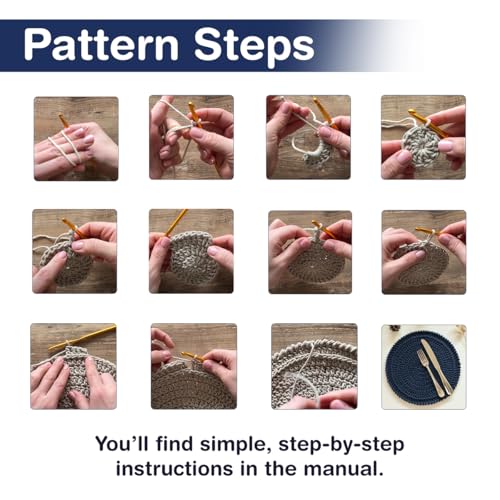 Image of picknMAKE DIY Crochet Placemat Kit for Beginners Adult - 13.75 Inch Round Maroon Placemat Craft Kit with Wool, 6MM Crochet Hook, Cutter & Step-by-Step Instructions - Perfect for Home Decor