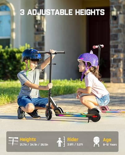FanttikRide C9 Pro Electric Scooter for Kids 8-12, Adjustable Handlebar Height for Riders 3.9-5.2 ft, 132 lbs, Up to 40 min Continuous Time, 5 Miles Range, 3 Speed Mode 5/8/10 MPH