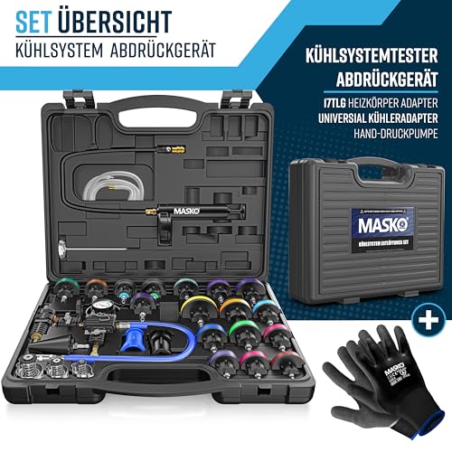 MASKO® Comprobador de sistema de refrigeración y dispositivo de purga | Comprobador de presión del radiador, dispositivo de purga de 28 piezas, incluye adaptador de radiador universal, bomba de vacío - imagen 2