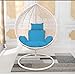 ZHAS Garden Patio - Sillón Giratorio de Mimbre - Silla Colgante de Mimbre - Huevo - Cojín de Hamaca para Interiores o Exteriores (Color: Azul Cielo)（Sin Silla）