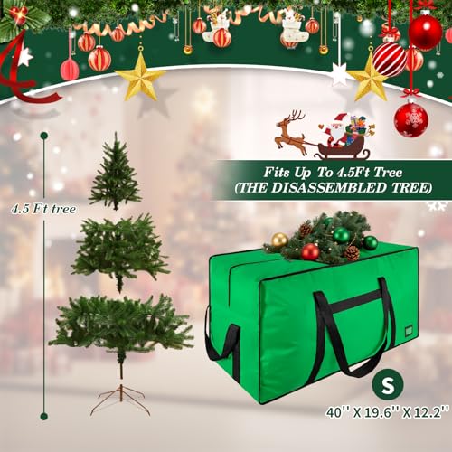 Image of 3FT /4FT /4.5 FT Christmas Tree Storage Bag, Heavy Duty Christmas Tree Bag with Reinforced Handles and Dual Zippers Wide Opening, Large Capacity fits for Artificial Christmas Tree, Green