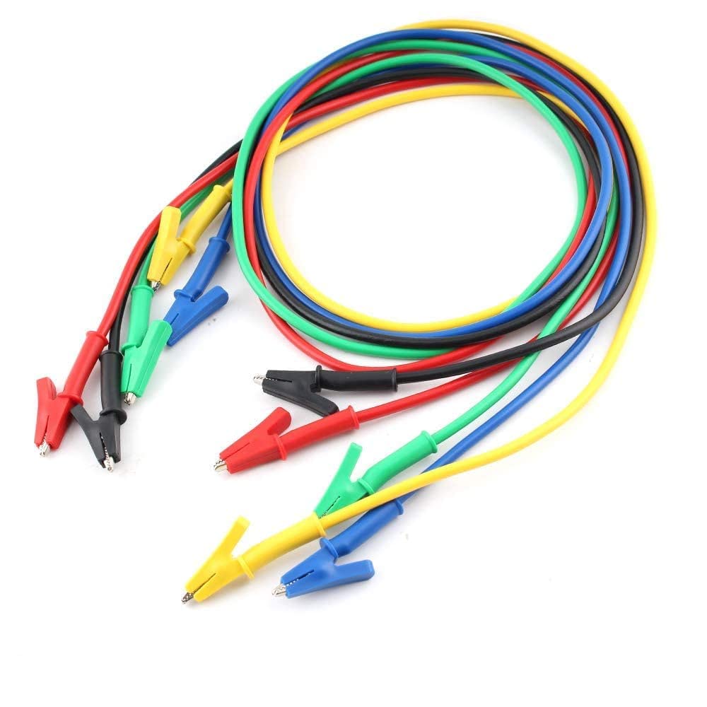Alligator Clips Electrical, Alligator Cips with Wires Test Cable Double-Ended Clips, Alligator Clips Insulated Test Cable 5colors 5Pieces 45inches1