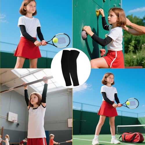 8 PCS Armlinge Kinder, Armschoner Kinder, UV-Schutz Armstulpen für Basketball, Volleyball, Fußball und mehr, Bequeme Armstrümpfe für Sportaktivitäten für Jungen und Mädchen
