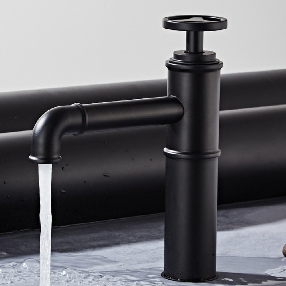 Robinet de lavabo haut de gamme en laiton massif noir mat monté sur le pont