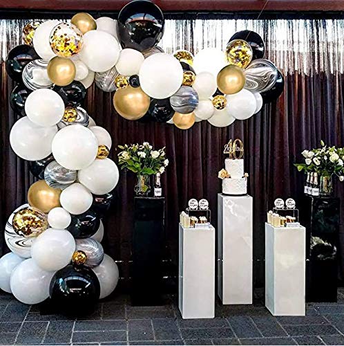 Zorpia Black Gold Balloons Garland Kit - 111 Pieces With Confetti, Marble Balloons, Strip & Dots For Birthday Party Decor - View #11