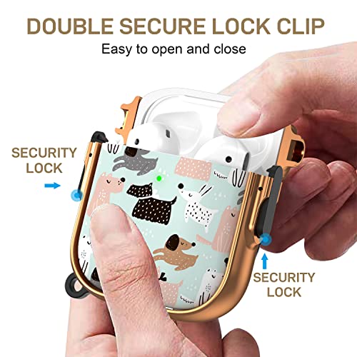 Image of Maxjoy for AirPods Case with Lock, Cute AirPod Case Lock Hard Protective AirPods 2 Cover for Women Men with Keychain for AirPod 2nd 1st Generation Cover 2&1, Dog