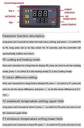 W3230 Digital Led Temperature Controller Module Digital Thermostat Switch With Waterproof Probe Programmable Heating Cooling Electronic Thermostat Range From -50℃ To 120℃ (24V 10A 250W)(2 Pieces) #TOP7
