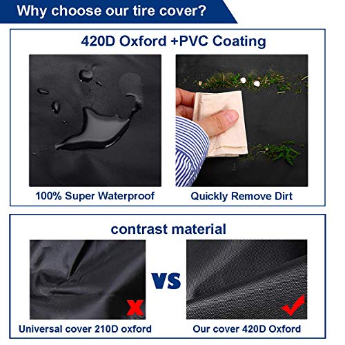 Image of RV Tire Covers 4 Pack, Waterproof 300D Oxford Wheel Protectors, UV Sun Snow Dust Protection, Universal Fit 24 inch-32 inch Diameter for Trailer Camper Truck Van (27-29 inch)