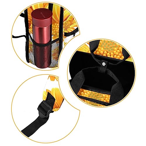Sac à dos garçon jaune 35cm réglable imprimé fleurs multicolores - 2