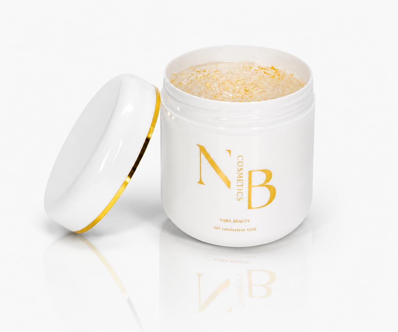 Gel conduttivo Gold 500 ml per trattamenti estetici con radiofrequenza e lipocavitazione, adatto per viso e corpo.