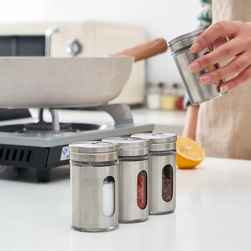 Stainless Steel Seasoning Container Set of Bottles Box for Household Use