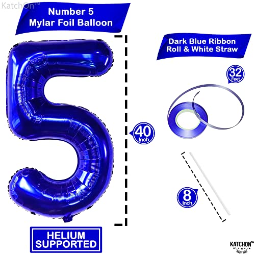 Image of KatchOn Navy Blue Number 5 Balloon 40 Inch