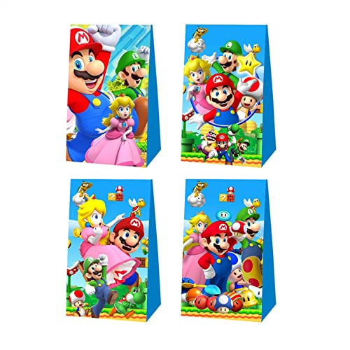 12er Pack Mario Geschenktüten Mario Partytüten Süßigkeitentüten Mario Goodie Taschen Mario Leckereitüten Mario Gastgeschenke Geburtstagsparty Zubehör für Geburtstagsdekoration Cover