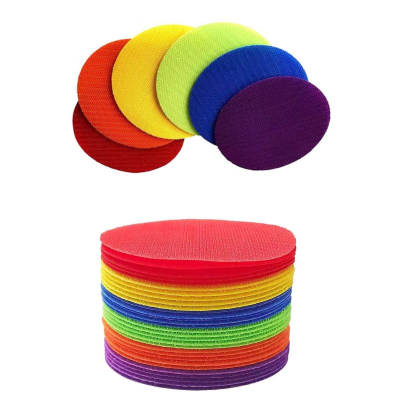 Carpet Spots - 36 Circular Sitting Dots, 6 Colours, No-Glue Classroom Markers