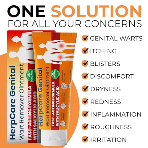 Image of Genital Wart Remover with Salicylic Acid | Wart Remover Ointment for Pain, Redness & Irritation Relief | Maximum Strength Cream Reduces Burning & Itching | Heals Gently Without Harsh Irritation | 2 oz