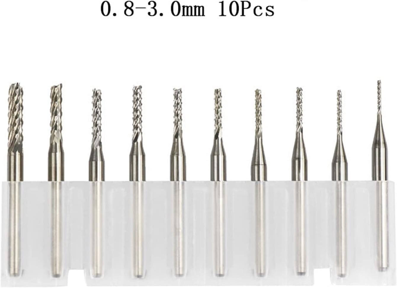 Carbide Milling Cutter 10 Pieces Titanium Plated 0.8-3.0mm PCB Drill Bit Set Carving Knife Rotary CNC End Mill Corn Mill Fishtail Mill (Cutting Edge Length : 0.8-3.0mm)