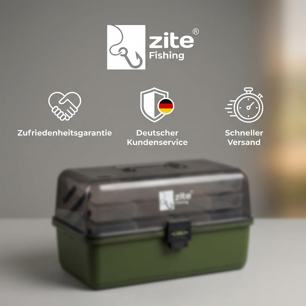 Zite Fishing - Valigetta da pesca con 3 negozi, per accessori da pesca, 36,5 x 22 x 20 cm