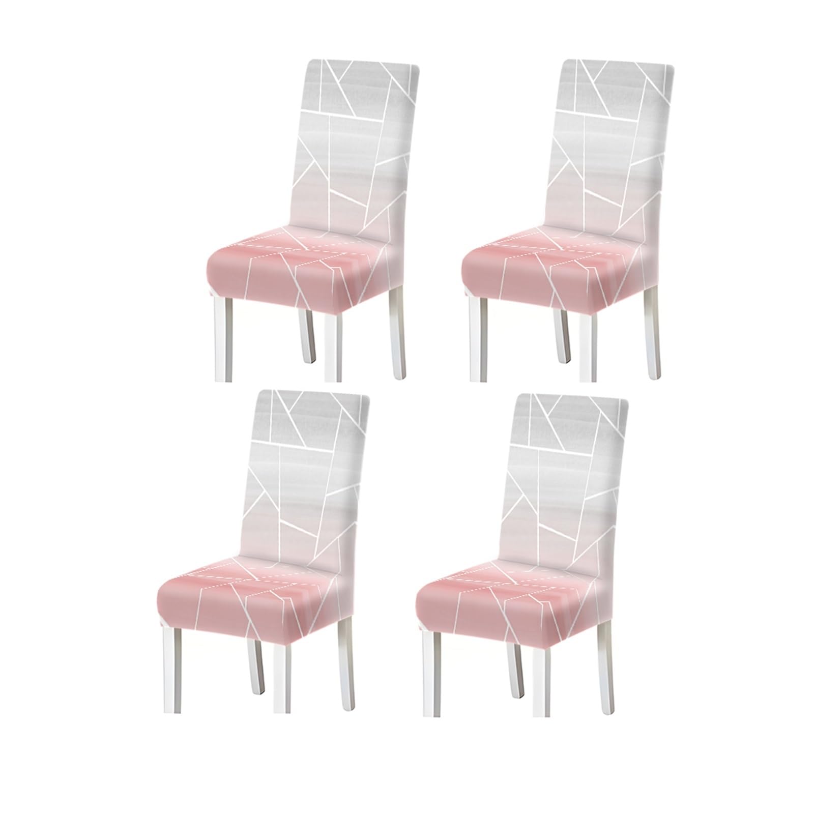 Pink Grey Geometric Chair Covers Set Of 2/4/6, Modern Stretch Dining Chair Slipcovers Removable Stretch Slipcovers for Dining Chairs(4PCSChair cover)