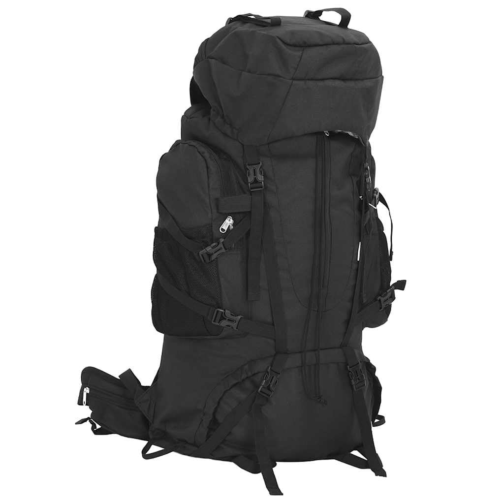 Wanderrucksack Schwarz 60 L aus Oxford-Gewebe mit Wasserabweisend, Verstellbare Schultergurte, Atmungsaktivem Rückenpolster, Viel Stauraum, Für Outdoor, Camping, Wandern, Trekking