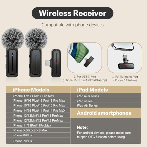 Image of MAYBESTA Wireless Mini Microphone for iPhone & Android Phone | Lapel Microphones with Charging Case, Clear Voice, Noise Cancelling, 2 Clip on Content Creator Mics for Tiktok YouTube Vlog