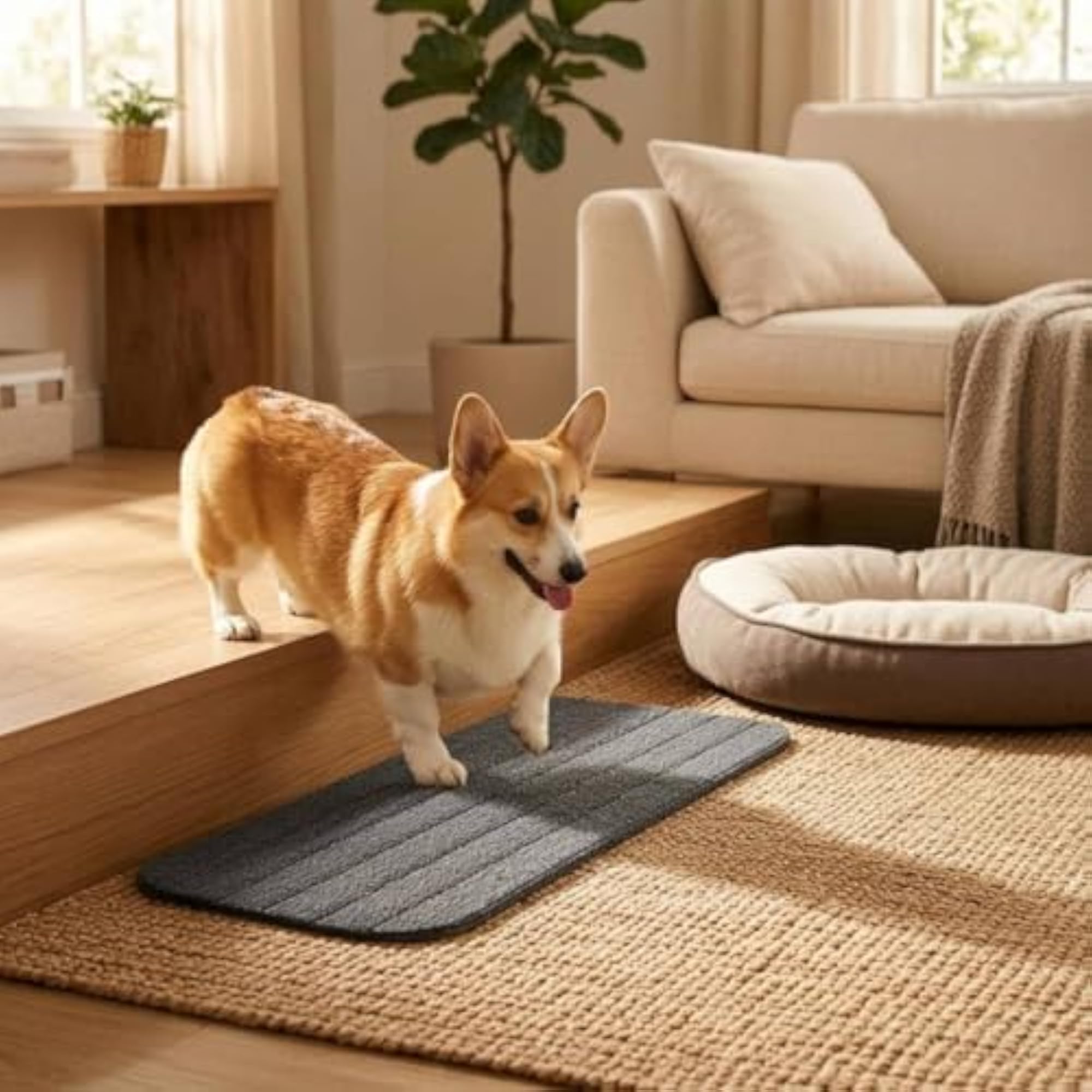 Striped Hook and Loop Stair Step Mat, Blue-Gray, 3-Pack