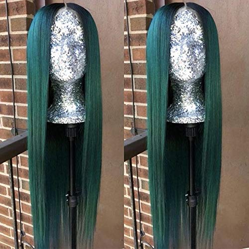 PlatinumHair ombre color straight wigs black and green synthetic lace front straight wigs for black women 24inch PlatinumHair ombre color straight wigs black and green synthetic lace front straight wigs for black women 24inch