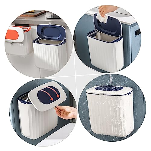 Caneca de basura de pared Alipis 8L con tapa azul miniatura 3