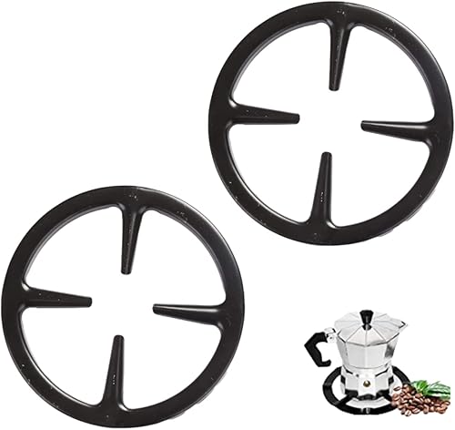 Cyrank Paquete de 2 anillos redondos de hierro fundido para wok, color negro