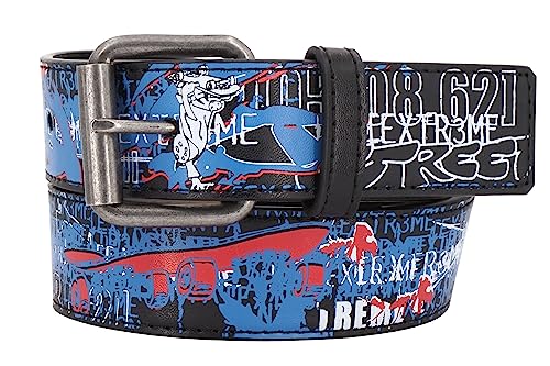 EANAGO Kindergürtel >STREET ART< moderner Gürtel aus Kunststoff für Jungen & Mädchen (3–12 Jahre) - verstellbar für Taillen von 52–67 cm - Schwarz-Bunt - Streetwear Design