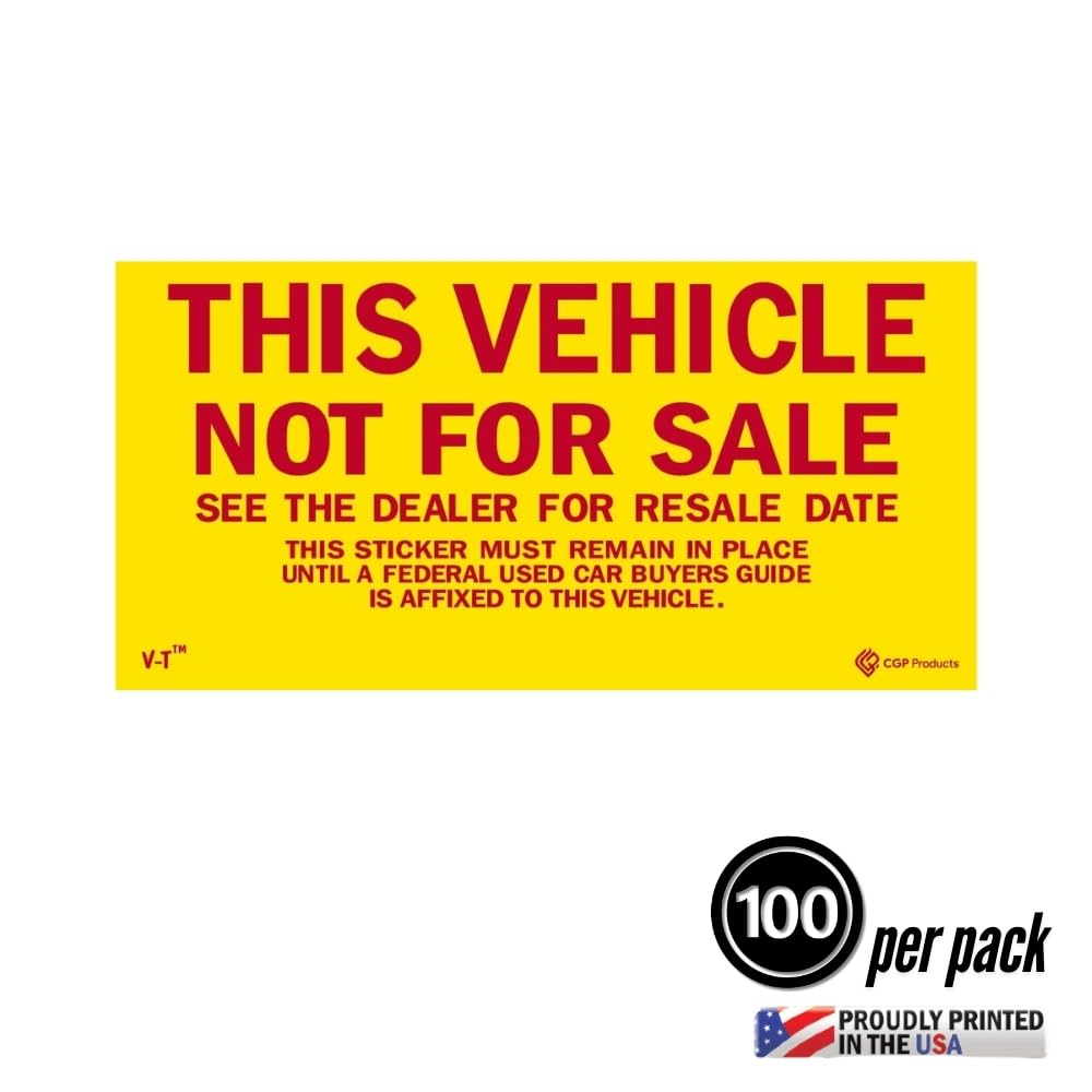 Amazon.com: This Vehicle is Not for Sale Car Dealer Stickers | 100