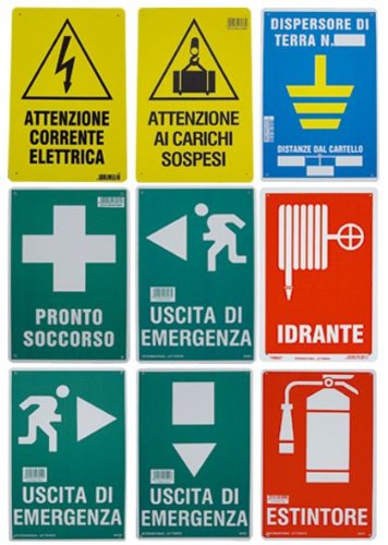 Cartello Segnaletico di Sicurezza Attenzione Carichi Sospesi 30x20 cm
