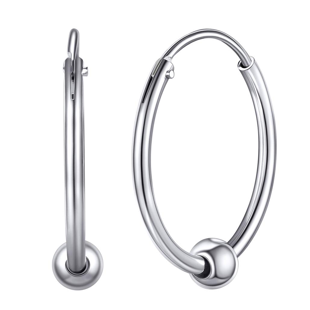 Silvora 2 Pcs 20mm Pendientes Plata Aros con Colgantes, Estilo Rock Hip Hop Casual, Forma Bolas/Corazón/Cruz/Pincho
