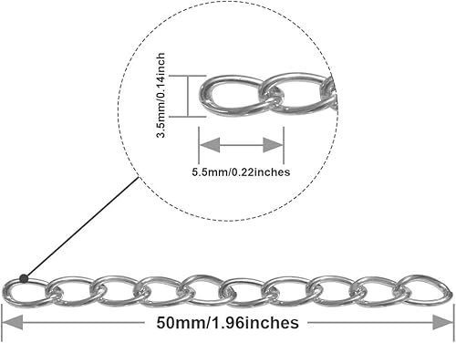 Miniatura 2 de 100 cadenas extensoras de plata para hacer joyas, cadena de extensión extraíble de acero inoxidable para hacer collares, pulseras, tobilleras,