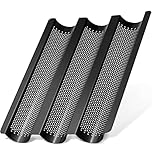 LINFELDT Premium Baguette Backform Antihaft - 38 x 30 cm zuverlässig knuspriges Baguette - robustes Baguette-Backblech - Spülmasachinenfestes Baguetteblech - Ciabatta Backform Schwarz