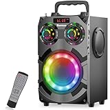 TAMPROAD 60W Bluetooth Speaker, Party Speakers Wireless with 8000mAh Battery & Subwoofer, Bluetooth 5.0, Deep Bass, 2.1 Surround Sound & Phone Stand for Home, Outdoor, Camping (Black)