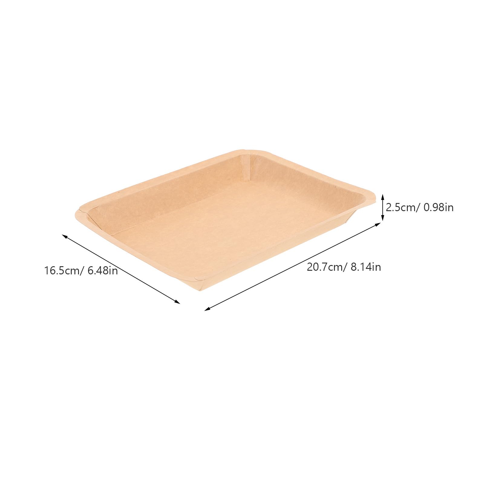 50 Bandejas Desechables para Barbacoa de Papel Kraft, Rectangulares Tamaño 2, Resistentes para Servir Mariscos y Cangrejos de Río en Fiestas y Restaurantes